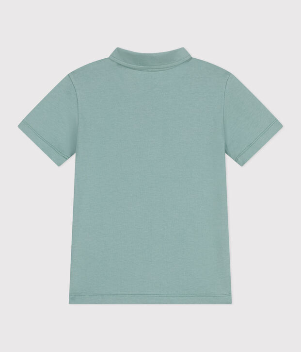 Polo infantil de algod&oacute;n liso de manga corta verde