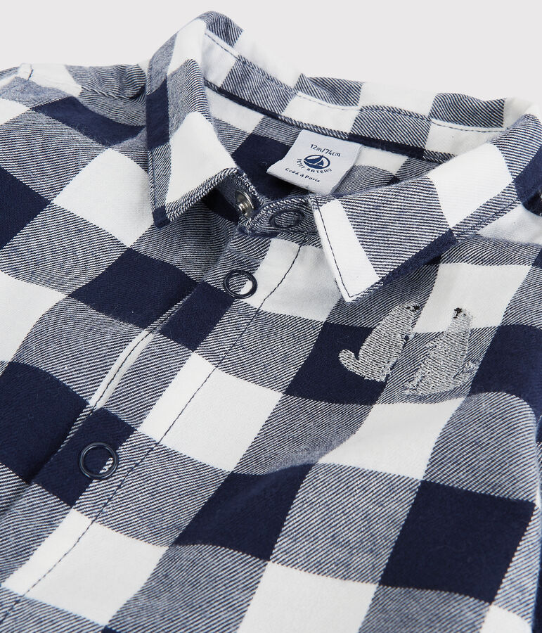 Camisa de algod&oacute;n de beb&eacute;. azul/blanco