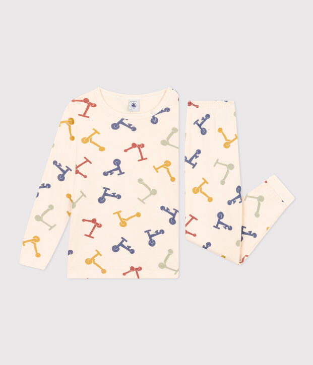 Pijama infantil de algod&oacute;n con estampado crudo/multicolor