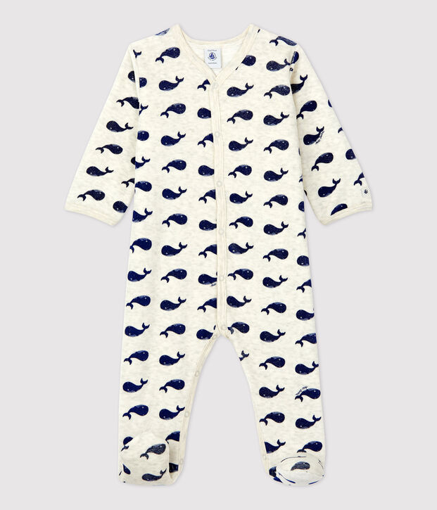 Pelele de terciopelo para beb&eacute; beige/azul