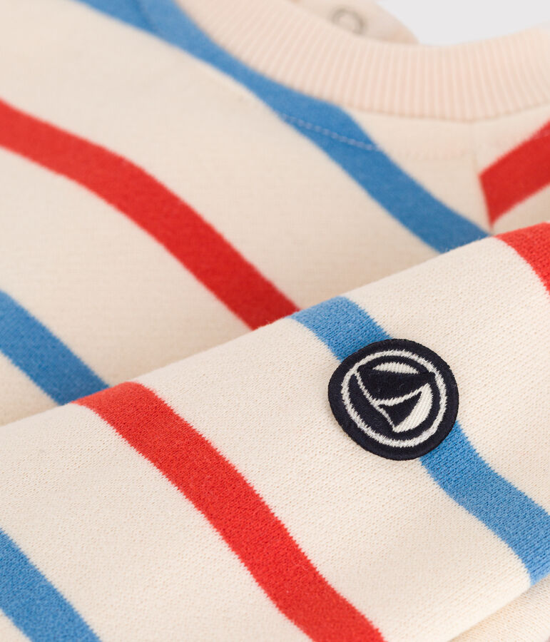 Sudadera de algod&oacute;n con estampado de rayas marineras bicolores para beb&eacute; crudo/multicolor