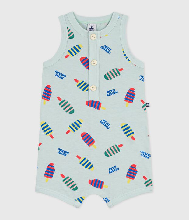 Pelele corto de algod&oacute;n con estampado de helados para beb&eacute; azul/multicolor