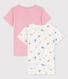 Juego de 2 camisetas de manga corta con estampado de monos de algodón orgánico de niña