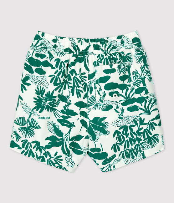 Bañador ecológico de bebé blanco MARSHMALLOW/verde GAZON