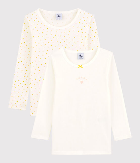 Juego de 2 camisetas de manga larga con estampado de corazón de niña de algodón variante 1