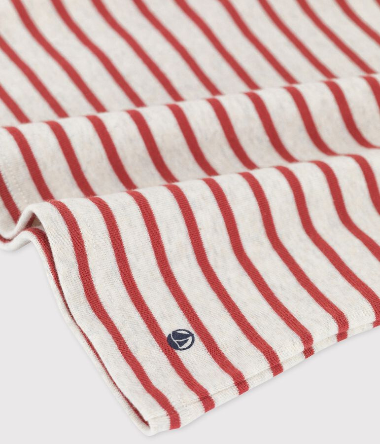 Camiseta de manga corta a rayas de algod&oacute;n ecol&oacute;gico para beb&eacute; beige/marron