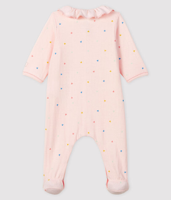 Pijama rosa con corazones de túbico para bebé niña rosa FLEUR/blanco MULTICO