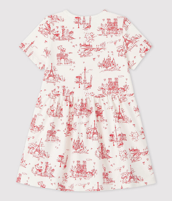 Vestido de felpa de manga corta para bebé niña blanco MARSHMALLOW/rojo TERKUIT