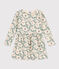 Vestido de muletón de manga larga con flores para niña blanco AVALANCHE/ MULTICO