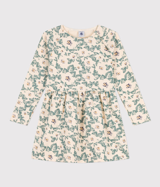 Vestido de mulet&oacute;n de manga larga con flores para ni&ntilde;a crudo/multicolor