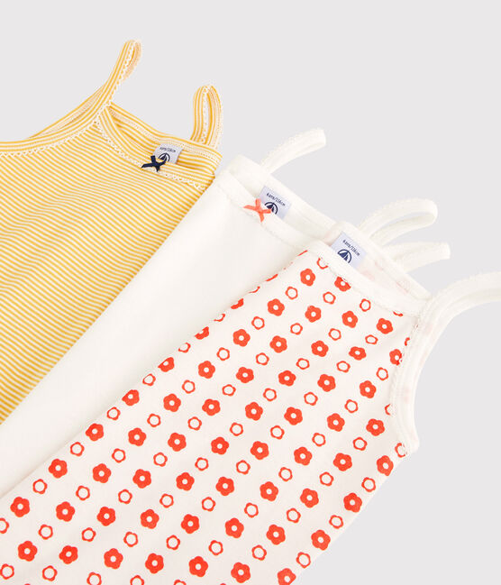 Juego de 3 camisetas de tirantes con estampado de flor gráfica de niña de algodón orgánico variante 1