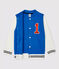 Chaqueta de béisbol de muletón de niña/niño azul RUISSEAU/blanco MARSHMALLOW