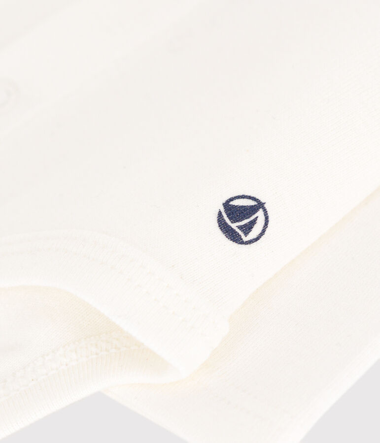 Body de manga larga con cuello de algod&oacute;n de beb&eacute; blanco