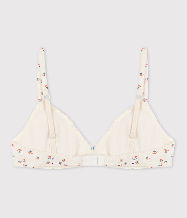 Sujetador de algod&oacute;n y elastano con relleno y flores de chica blanco/multicolor