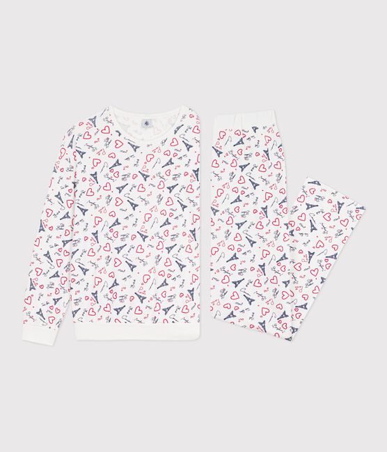 Pijama de algodón con estampado de París para mujer blanco MARSHMALLOW/blanco MULTICO