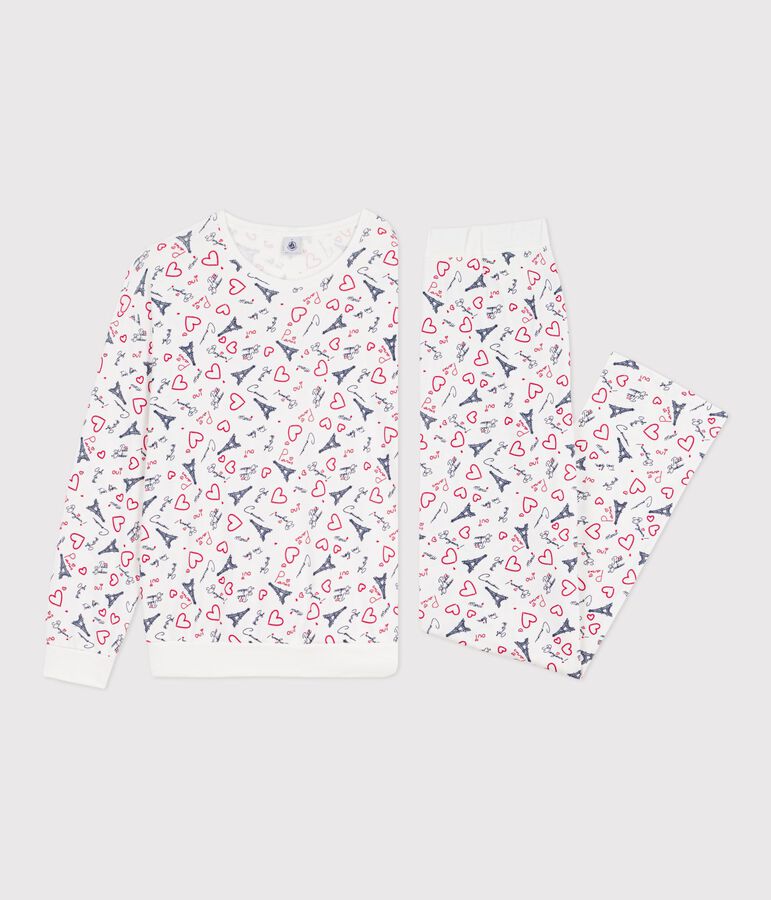 Pijama de algod&oacute;n con estampado de Par&iacute;s para mujer blanco/multicolor