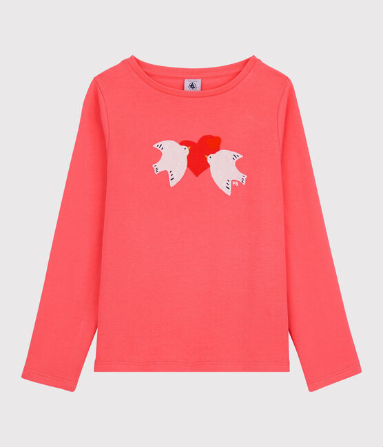 Camiseta de manga larga de algodón de niña naranja PEACHY