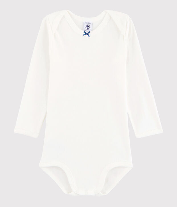 Bodi de manga larga de beb&eacute; ni&ntilde;a blanco/azul