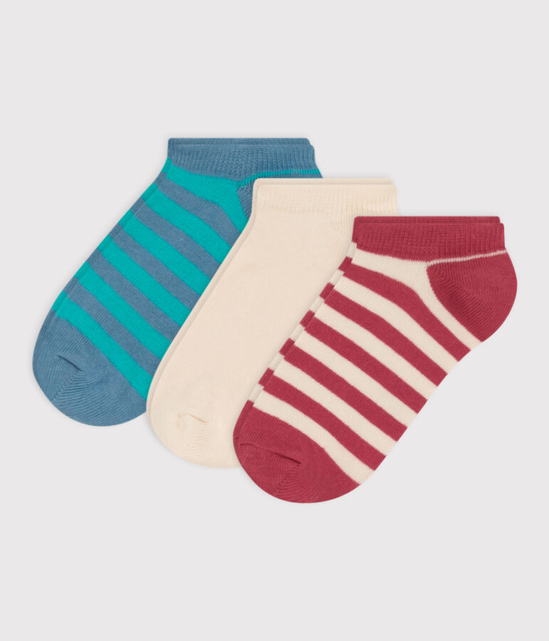 Juego de 3 pares de calcetines de punto de algod&oacute;n con rayas para ni&ntilde;os multicolor