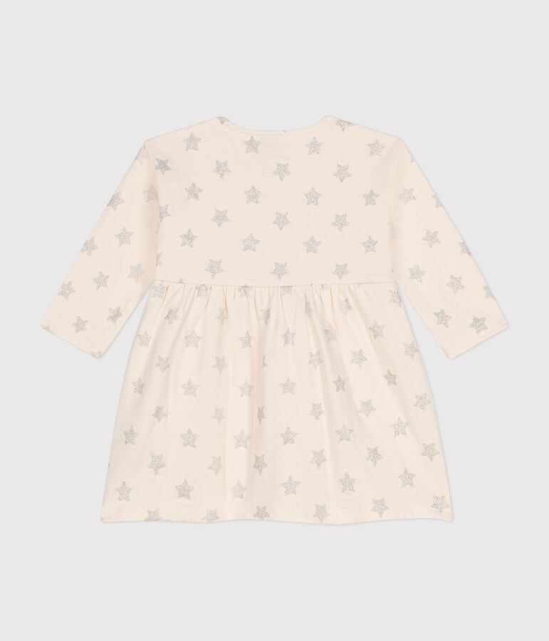 Vestido de t&uacute;bico con estampado de estrellas para beb&eacute; crudo/gris