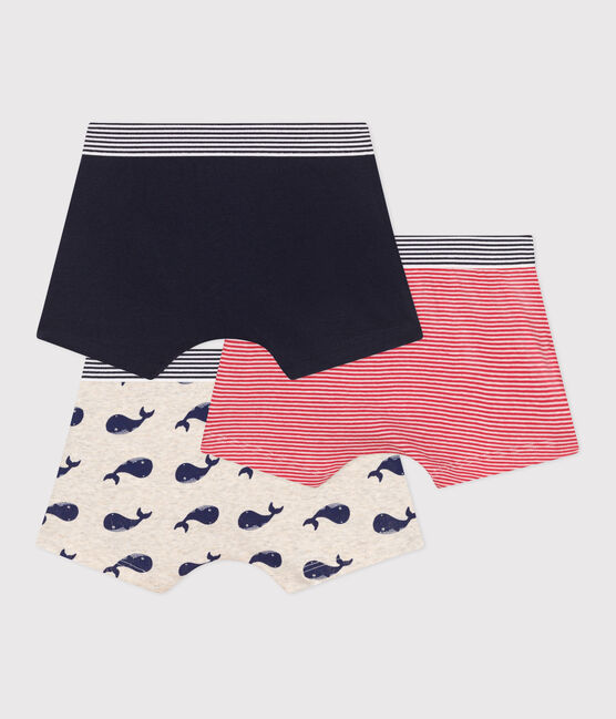 Juego de 3 bóxeres infantiles de algodón con estampado de ballenas variante 1
