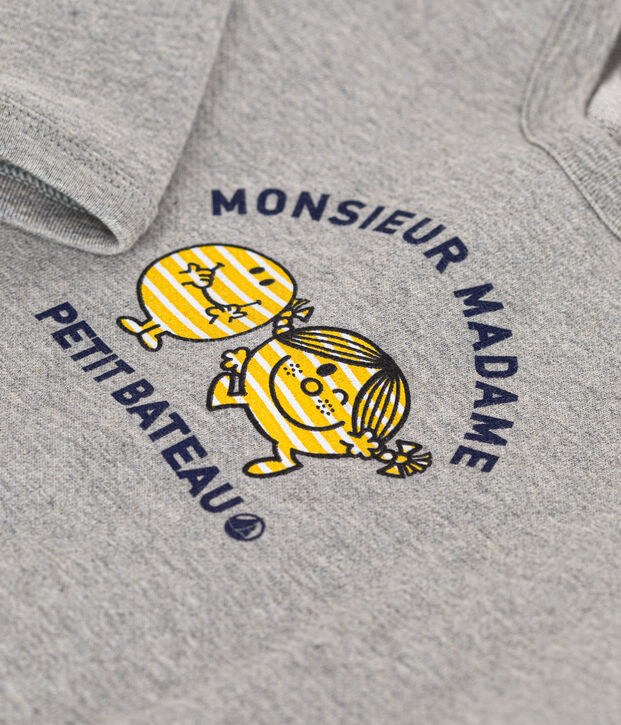 Sudadera Monsieur Madame de mulet&oacute;n de beb&eacute; gris