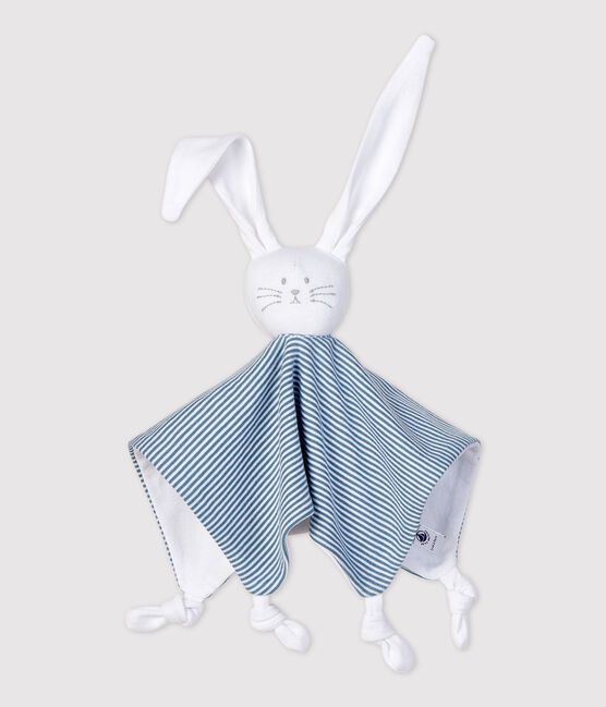 Peluche de punto, el emblemático tejido de Petit Bateau. azul ACIER/blanco MARSHMALLOW