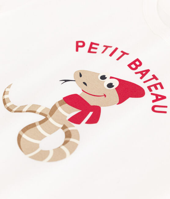 Camiseta de manga corta de punto fino para niño blanco MARSHMALLOW