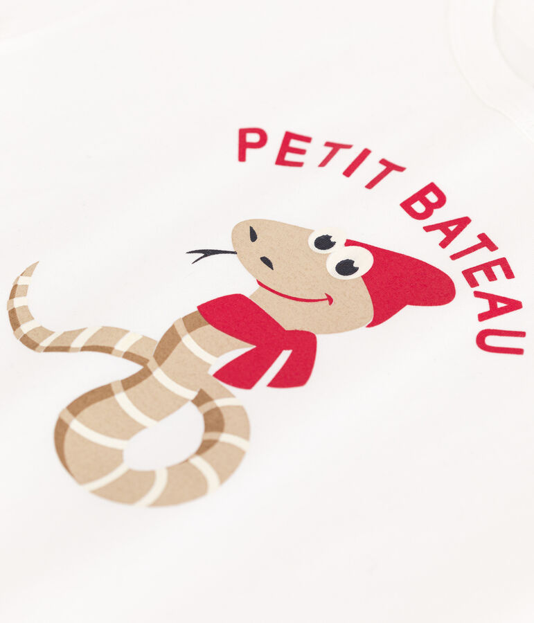 Camiseta de manga corta de punto fino para ni&ntilde;o blanco