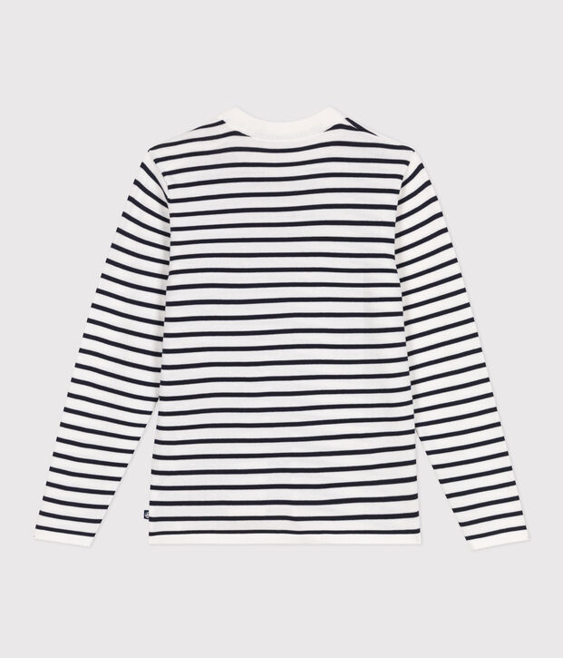 Jersey marinero de algod&oacute;n a rayas para mujer blanco/azul