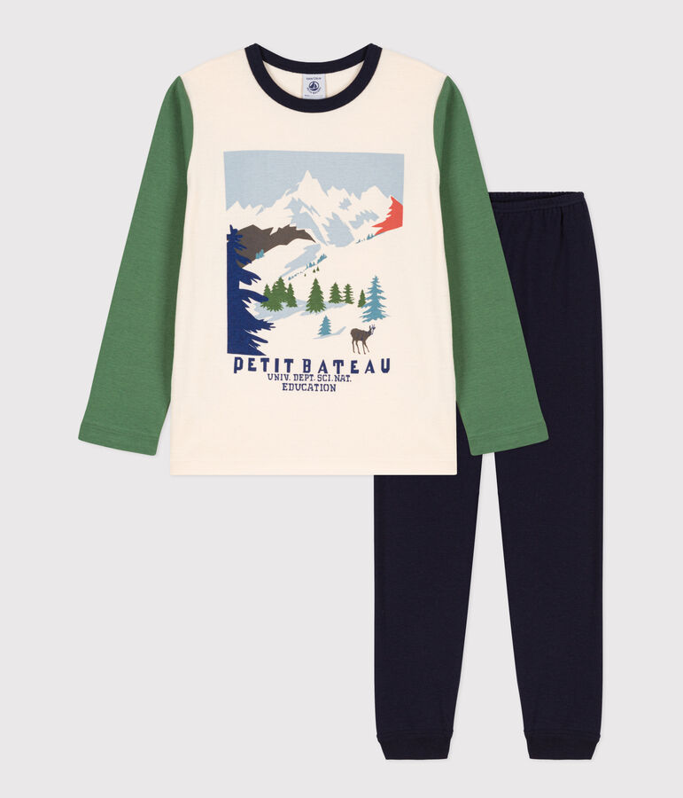 Pijama de algod&oacute;n para ni&ntilde;o/ni&ntilde;a azul SMOKING/blanco MULTICO