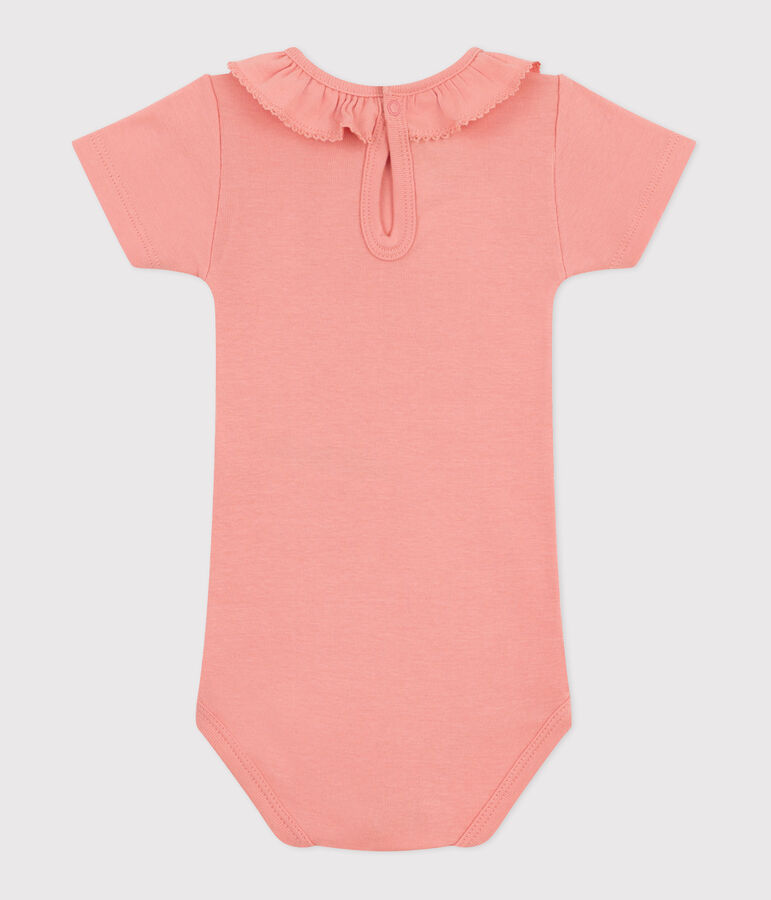 Body liso de algod&oacute;n de manga corta para beb&eacute; naranja