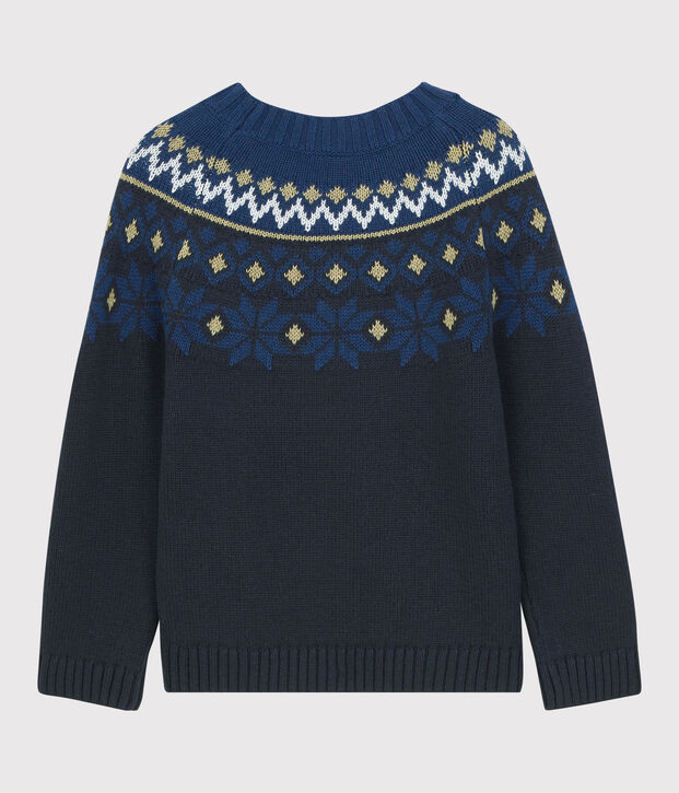 Jersey de lana y algod&oacute;n de ni&ntilde;o azul/multicolor