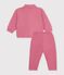Conjunto de sudadera y pantal&oacute;n de algod&oacute;n liso para beb&eacute; rosa