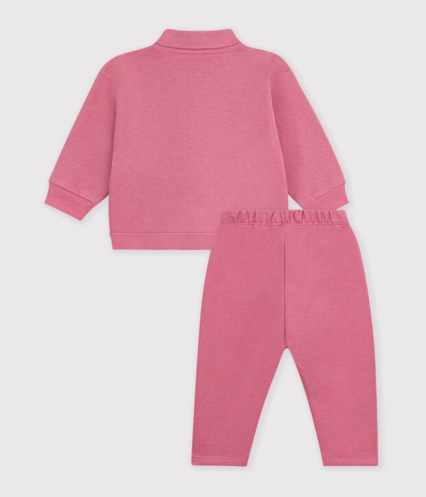 Conjunto de sudadera y pantal&oacute;n de algod&oacute;n liso para beb&eacute; rosa
