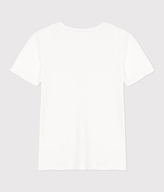 Camiseta de manga corta para mujer de algod&oacute;n liso blanco