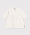 Vestido con cuello de punto tricotado liso para beb&eacute; blanco