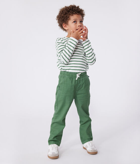 Pantalón infantil de algodón verde PALMERAIE