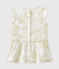 Vestido bebé niña en satén estampado blanco MARSHMALLOW/blanco MULTICO