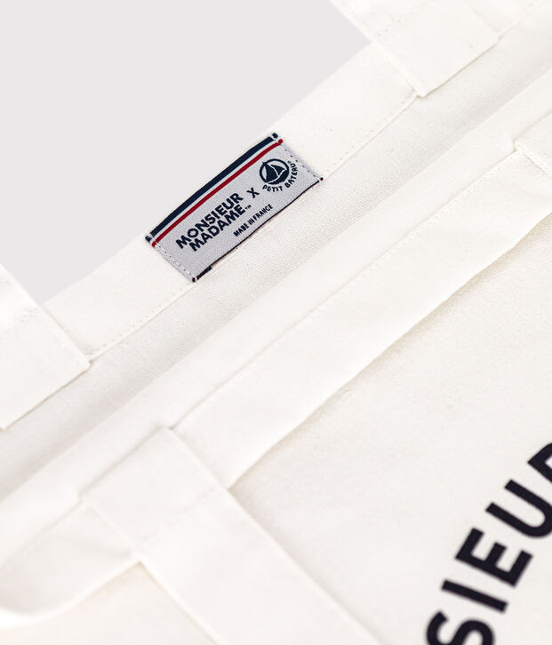 Bolsa tote Monsieur Madame de algod&oacute;n blanco