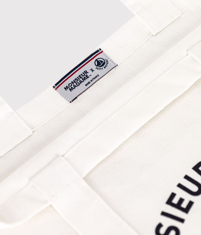 Bolsa tote Monsieur Madame de algod&oacute;n blanco