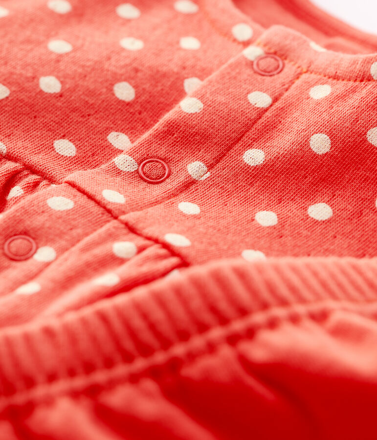 Vestido de lunares de beb&eacute; de ni&ntilde;a de algod&oacute;n org&aacute;nico naranja/blanco