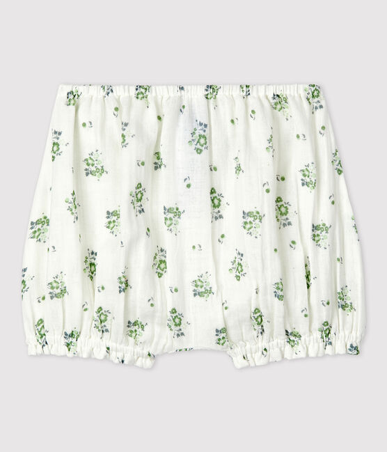Braguita «bloomer» de gasa de algodón ecológico de bebé blanco MARSHMALLOW/blanco MULTICO
