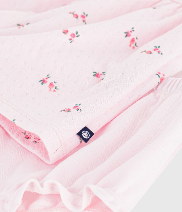 Vestido de algod&oacute;n con estampado de flores y pololo para beb&eacute; rosa/multicolor