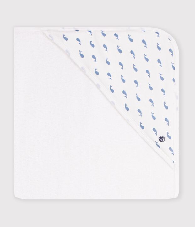 Capa de ba&ntilde;o de algod&oacute;n para beb&eacute; azul/azul