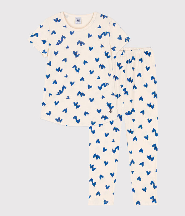 Pijama de manga corta de algod&oacute;n para ni&ntilde;a crudo/multicolor