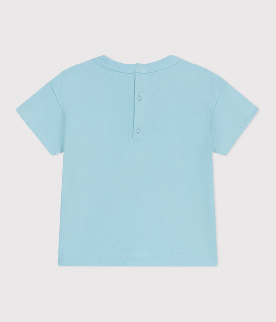 Camiseta lisa de manga corta de algodón para bebé azul AQUATIC