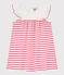 Vestido de manga corta de canalé de rayas de bebé niña blanco MARSHMALLOW/rosa GEISHA