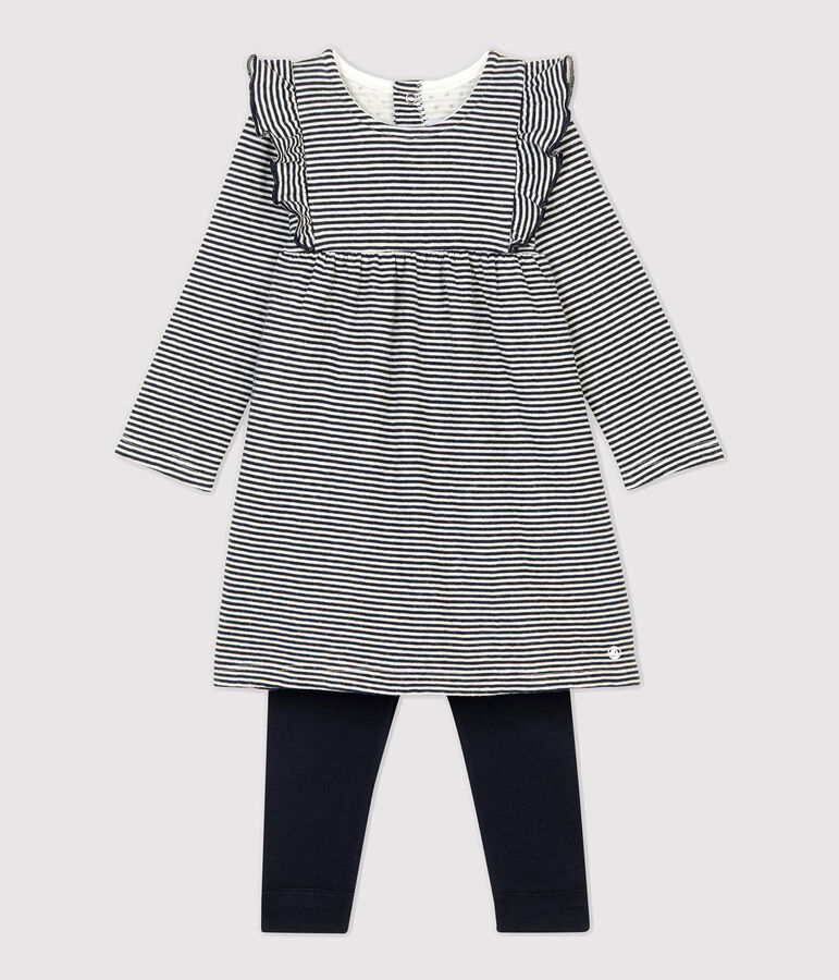 Conjunto de dos piezas de beb&eacute;. azul/blanco