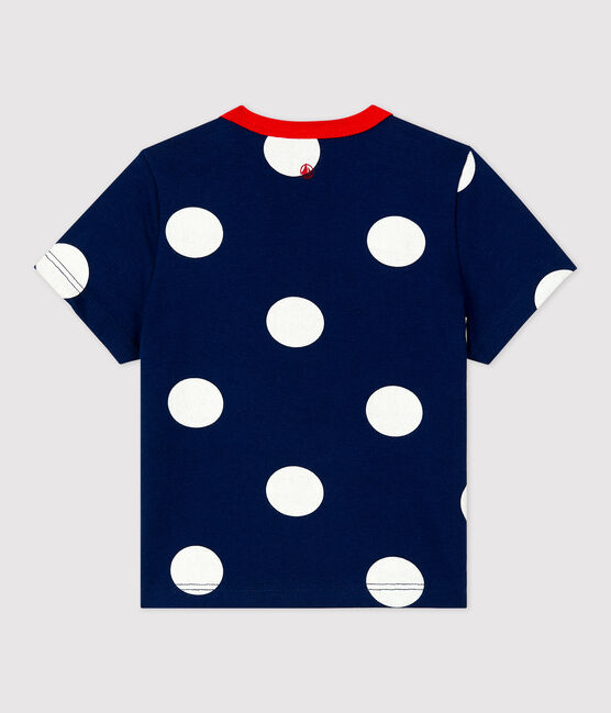 Camiseta de manga corta con estampado de lunares de jersey para bebé azul MEDIEVAL/blanco MARSHMALLOW